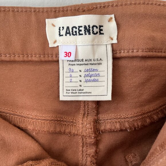 L'AGENCE Sz 30 Micro Boot Stretch Leather Look Coated Denim Skinny Jeans Pants - Picture 3 of 10